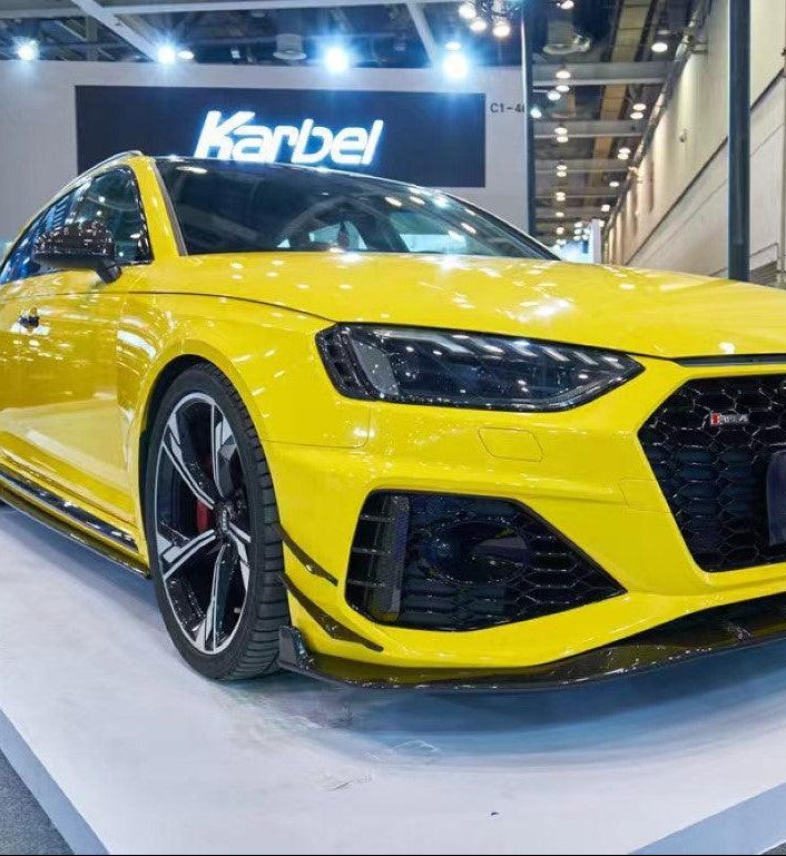 Audi RS4 B9.5 2020 2021 2022 2023 2024 with Aftermarket Parts - Front Canards Pre-preg Carbon Fiber from Karbel Carbon