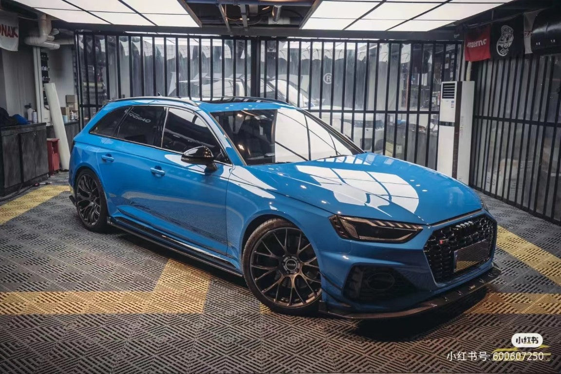 Audi RS4 B9.5 2020-ON with Aftermarket Parts - Pre-preg Carbon Fiber Side Skirts from Karbel Carbon