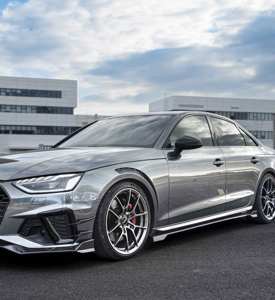 Audi S4 A4 B9 / B9.5 2017 2018 2019 2020 2021 2022 2023 2024 with Aftermarket Parts - V2 Side Skirts Pre-preg Carbon Fiber from Karbel Carbon