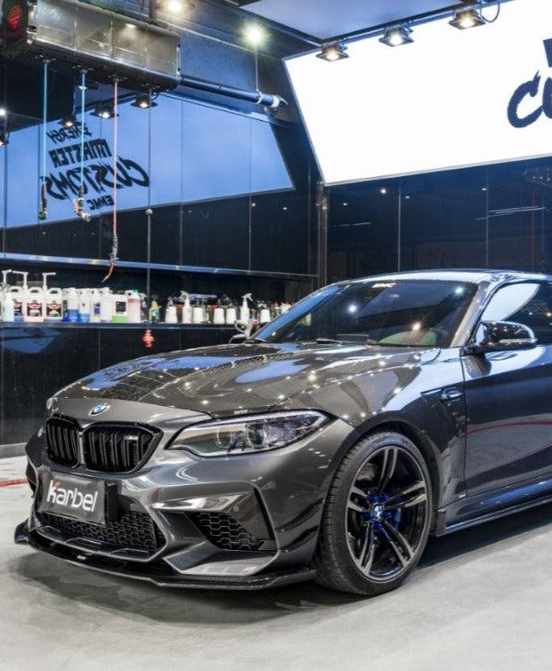 BMW M2/M2C F87 2016 2017 2018 2020 2021 With Aftermarket Parts - Front Lip Pre-preg Carbon Fiber from Karbel Carbon