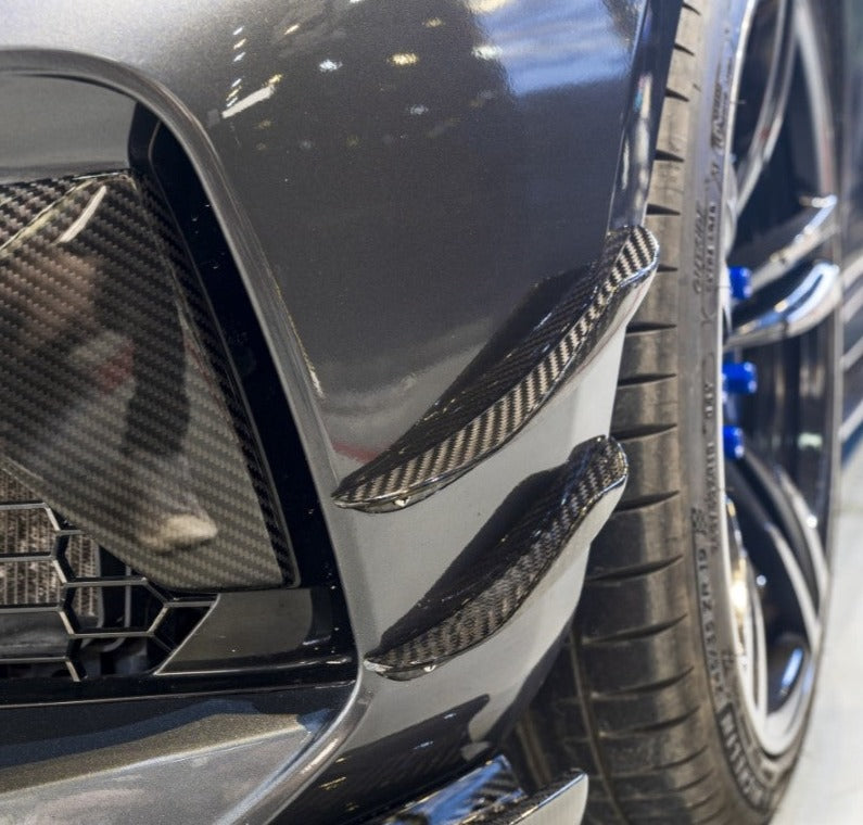BMW M2C F87 2016-2021 with Aftermarket Parts - Pre-preg Carbon Fiber Front Canards from Karbel Carbon