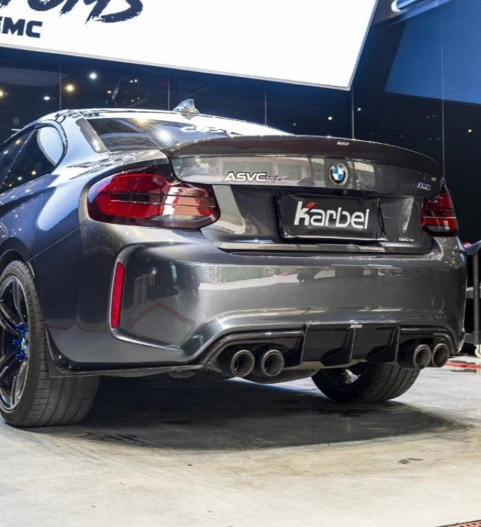 BMW M2 / M2C F87 2016-2021 with Aftermarket Parts - Pre-preg Carbon Fiber Rear Spoiler from Karbel Carbon
