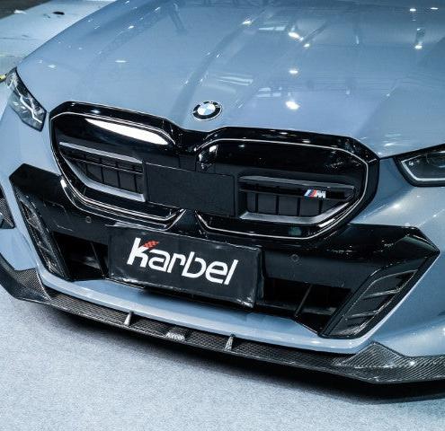 BMW i5 xDrive40 / i5 eDrive40 (with M-package bumper, does not fit base mode) / i5 M60 G60 G61 2024-ON & 5 Series 540i xDrive / 530i xDrive / 530i (with M-package bumper, does not fit base model) / 550e xDrive G60 G61 2024-ON with Aftermarket Parts - Pre-preg Carbon Fiber Front Bumper Lower Center Grill Trim from Karbel Carbon