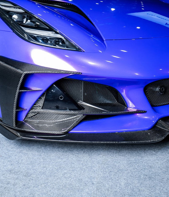 Lotus Emira 3.6 V6 2.0 Four-cylinder 2022-ON with Aftermarket Parts - Front Bumper Vents Dry Pre-preg Carbon Fiber from Karbel Carbon
