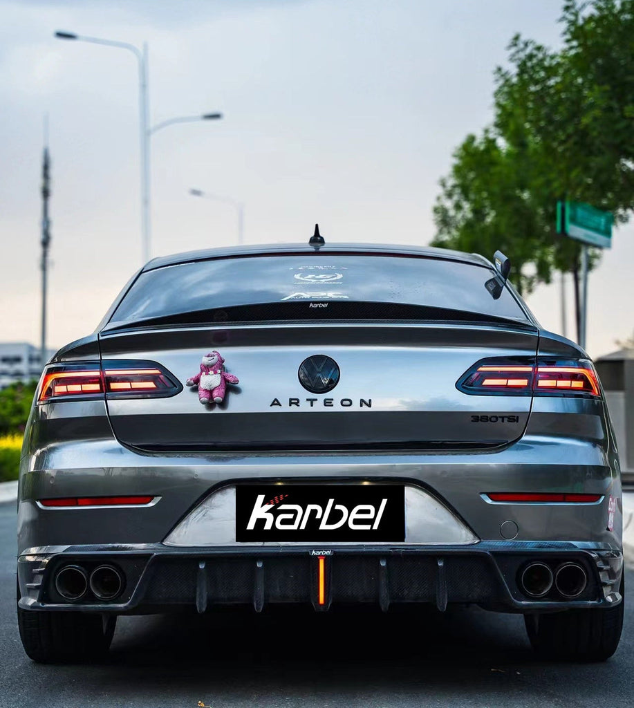 Volkswagen Arteon CC SE R-Line/SEL/SEL 4MOTION/SEL Premium 4MOTION/R-Line/R-Line 4MOTION (Both Fits Pre-facelift & Facelift) 2019 2020 2021 2022 2023 with Aftermarket Parts - with Light Rear Diffuser Dry Pre-preg Carbon Fiber from Karbel Carbon