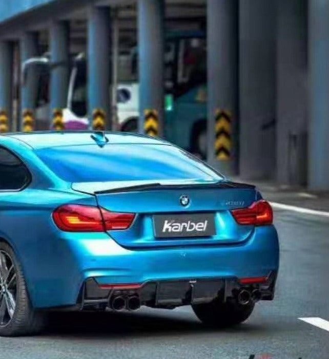 BMW 4 Series 430 440 (with M-Packae bumper, does not fit base model) F32 / F33 2017 2018 2019 2020 with Aftermarket Parts - Rear Diffuser Pre-preg Carbon Fiber from Karbel Carbon