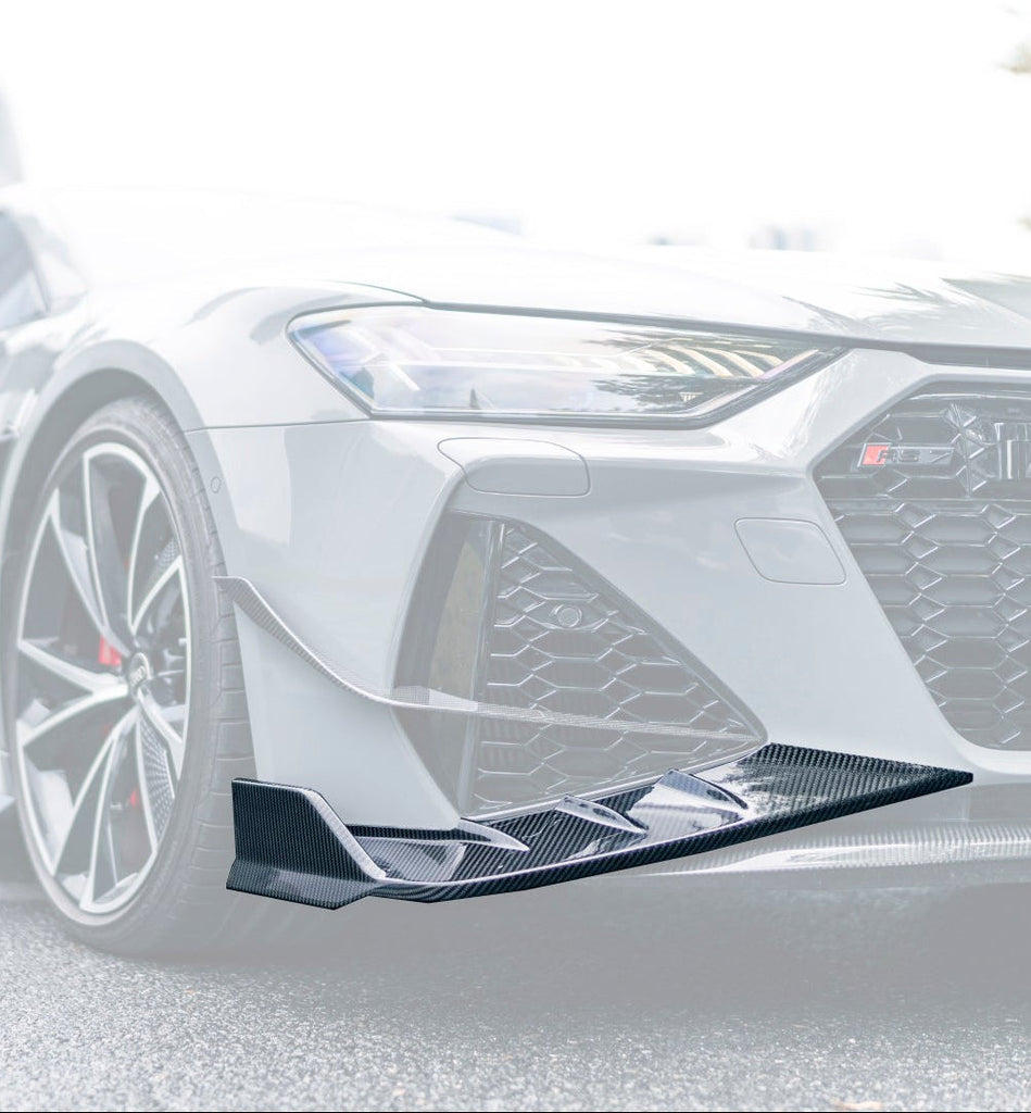 Audi RS6 C8 & RS7 C8 2020-ON with Aftermarket Parts - Lower Corner Side Splitters Dry Pre-preg Carbon Fiber from Karbel Carbon