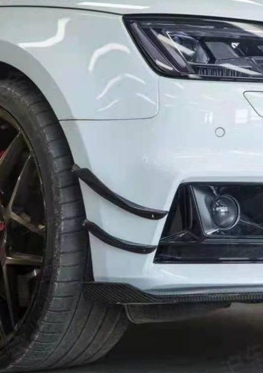 Audi S4 A4 S-line (with s-line bumper, does not fit base model) B9 2017-2018 with Aftermarket Parts - Front Canards Pre-preg Carbon Fiber from Karbel Carbon