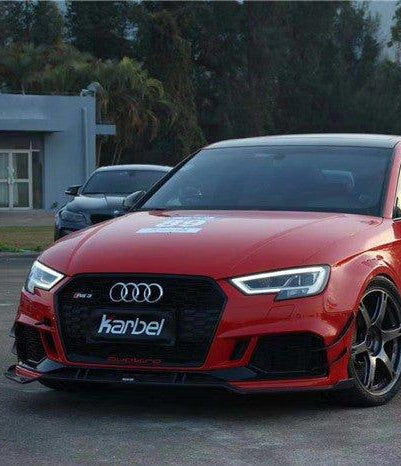 Audi RS3 8V 8V.5 2018 2019 2020 with Aftermarket Parts - Front Lip Pre-preg Carbon Fiber from Karbel Carbon