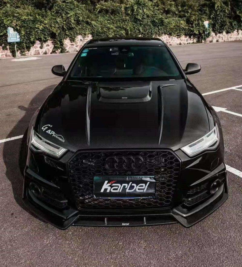 Audi S6 / A6 Avant / A6 S-Line (with s-line bumper, does not base model) C7.5 2016 2017 2018 with Aftermarket Parts - Front Lip Pre-preg Carbon Fiber from Karbel Carbon