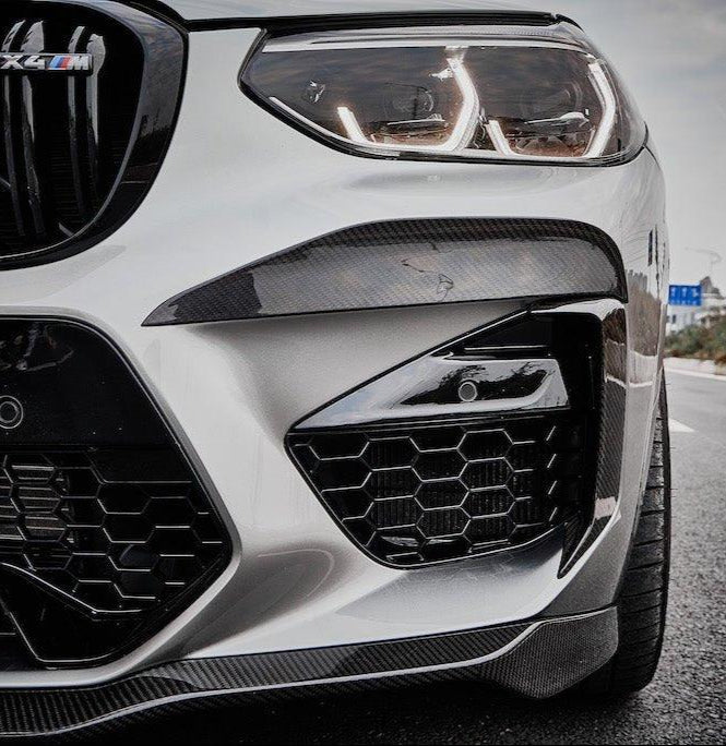 BMW X3M X3MC F97 Pre-LCI 2019 2020 2021 & X4M X4MC F98 Pre-LCI 2019 2020 2021 with Aftermarket Parts - Upper Valences Top & Side Trim Pre-preg Carbon Fiber from Karbel Carbon