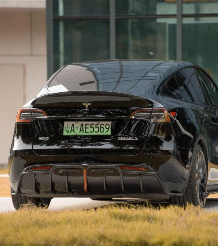 Tesla Model Y 2020-ON with Aftermarket Parts - Rear Diffuser Pre-preg Carbon Fiber from Karbel Carbon