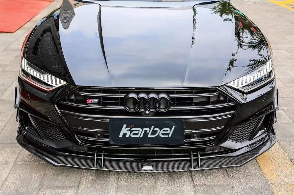 Karbel Carbon Dry Carbon Fiber Front Bumper Canards for Audi S7 & A7 S Line & A7 2019-ON C8