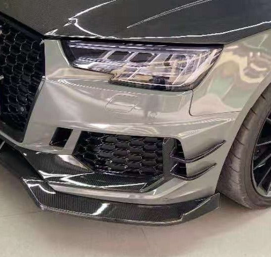 Karbel Carbon Dry Carbon Fiber Front Bumper Canards for Audi S4 & A4 S Line 2019 B9