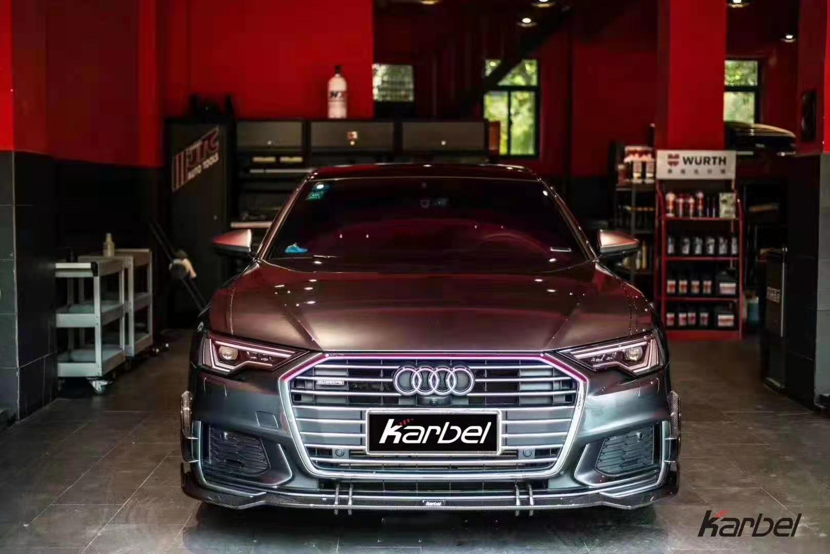 Karbel Carbon Dry Carbon Fiber Front Bumper Canards for Audi S6 & A6 S-Line & A6 Avant 2019-ON C8
