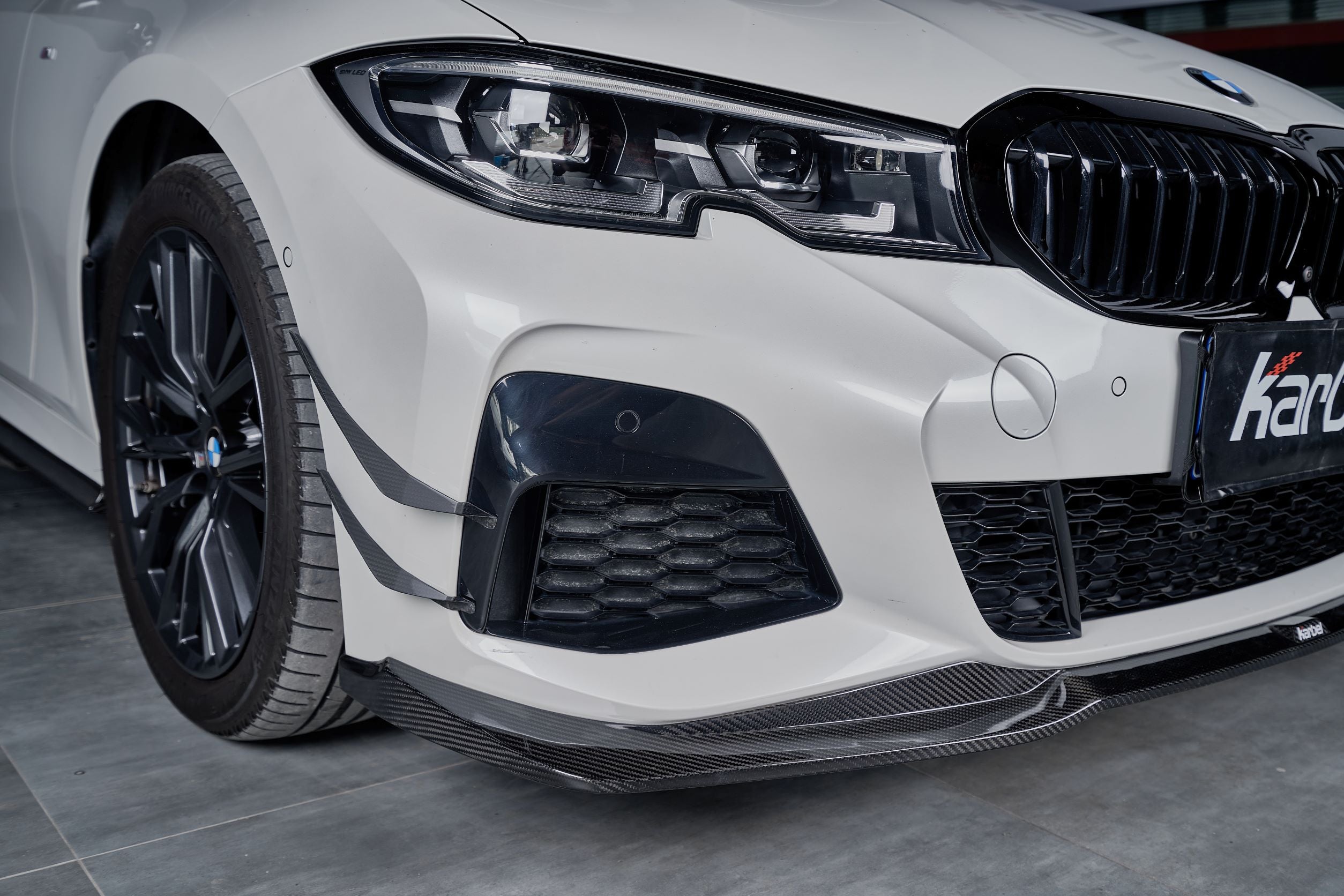Karbel Carbon Dry Carbon Fiber Front Bumper Canards for BMW 3 Series G20 2019-ON