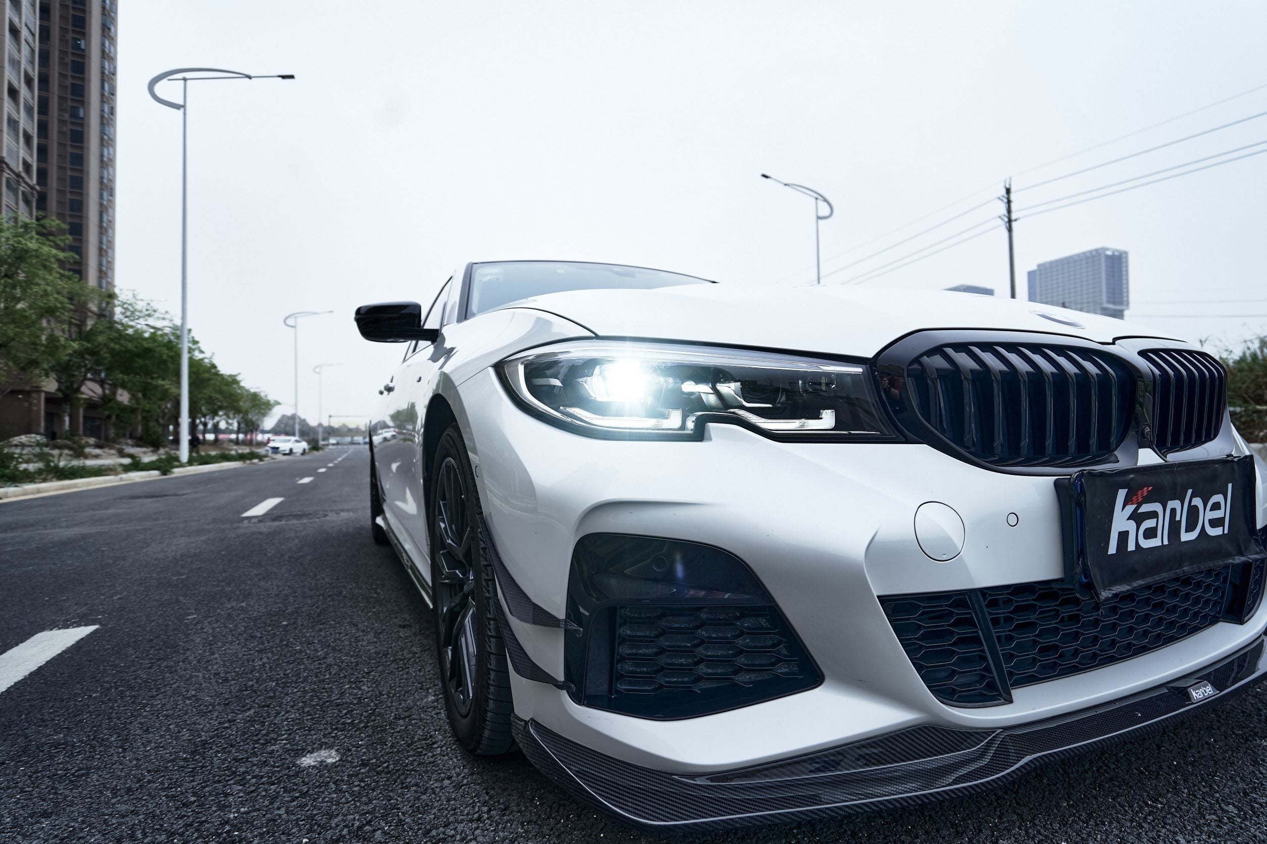 Karbel Carbon Dry Carbon Fiber Front Bumper Canards for BMW 3 Series G20 2019-ON
