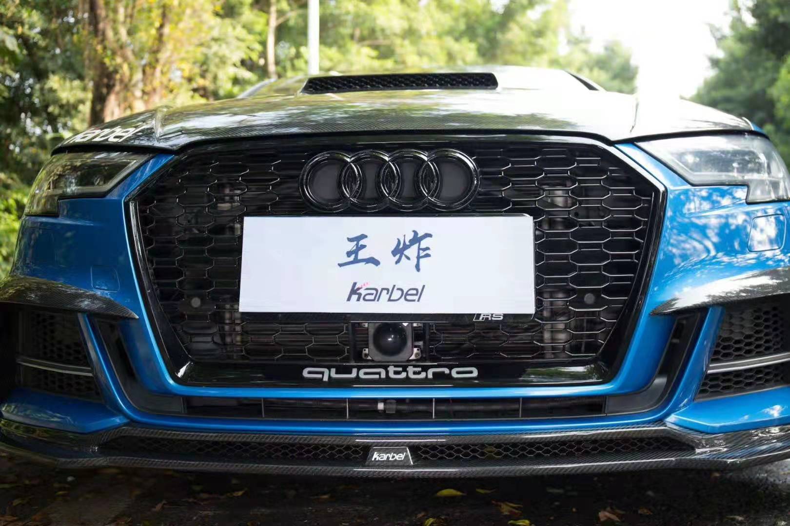 Karbel Carbon Dry Carbon Fiber Front Bumper Upper Valences for Audi A3 S Line & S3 2017-2020 Sedan